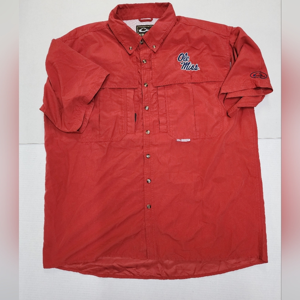 Drake Clothing Company Men's Size XL Ole Miss Rebels Red Button-Down Shirt